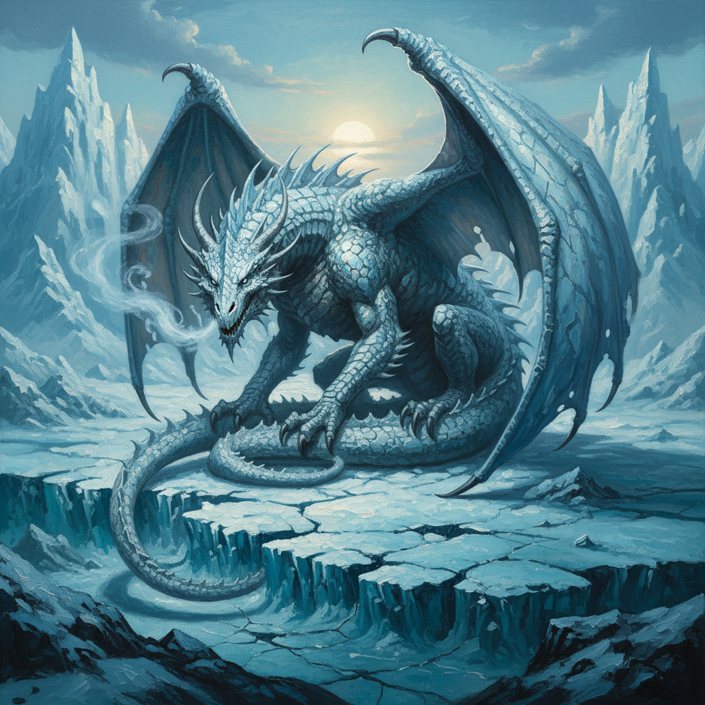 Adult White Dragon, original D&D 5e monster artwork by ZapGM