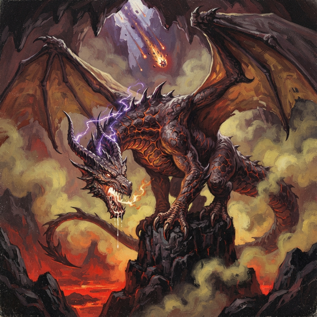 Diabolic Dragon (Ancient, Spellcaster), original Pathfinder 2e monster artwork by ZapGM