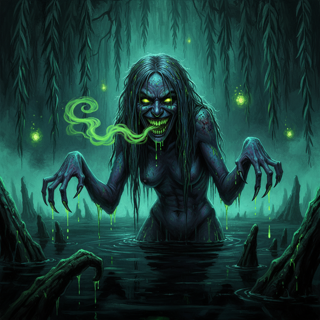 Green Hag, original Pathfinder 2e monster artwork by ZapGM