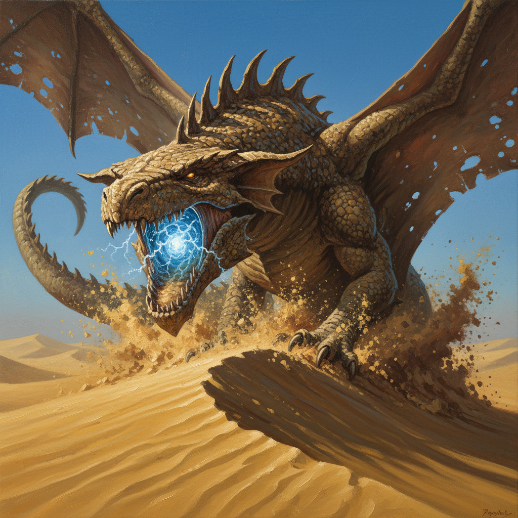 Desert Drake, original Pathfinder 2e monster artwork by ZapGM