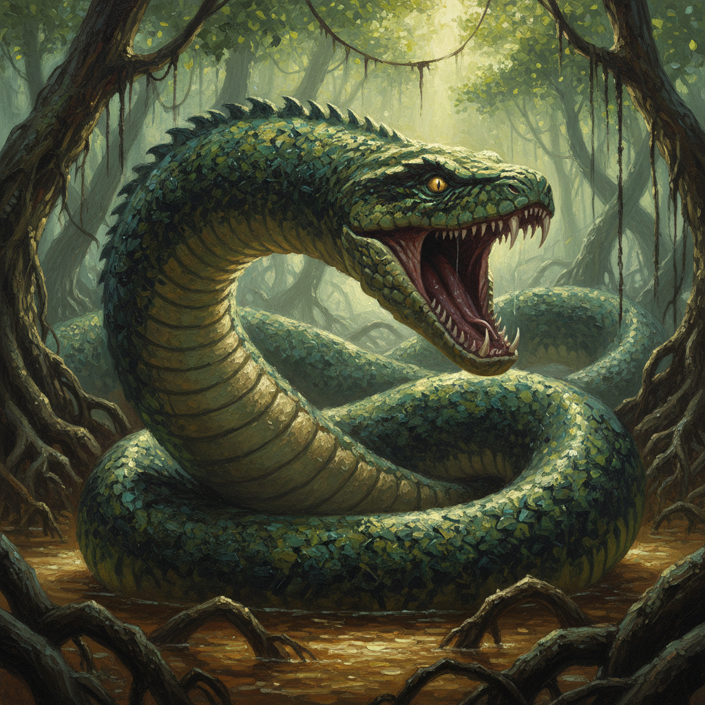 Giant Anaconda, original Pathfinder 2e monster artwork by ZapGM