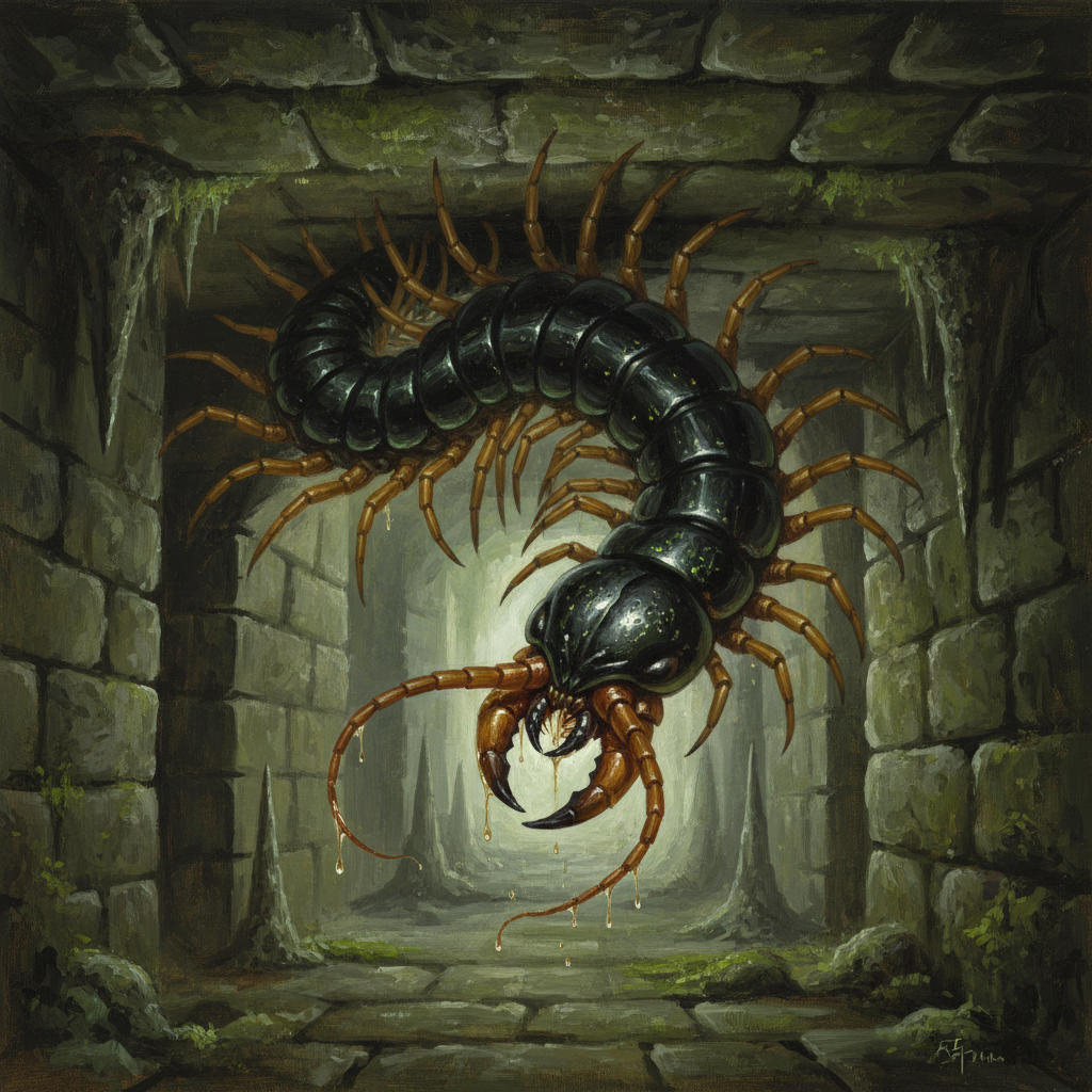 Giant Centipede, original Pathfinder 2e monster artwork by ZapGM