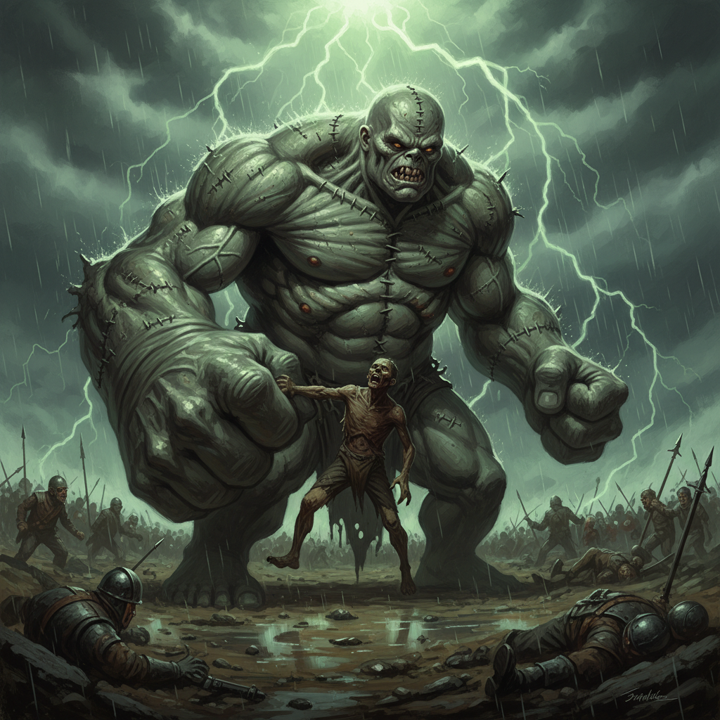 Zombie Hulk, original Pathfinder 2e monster artwork by ZapGM
