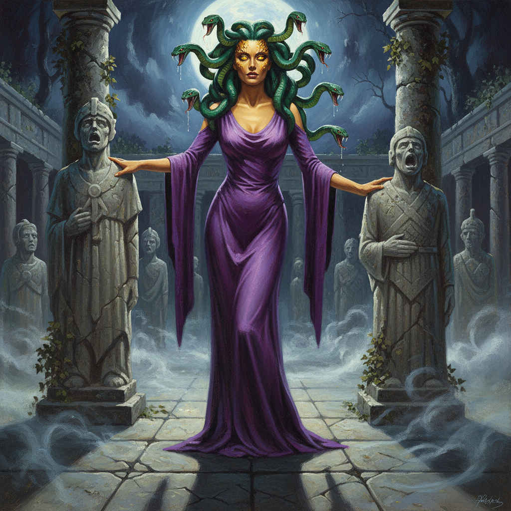 Medusa, original Pathfinder 2e monster artwork by ZapGM
