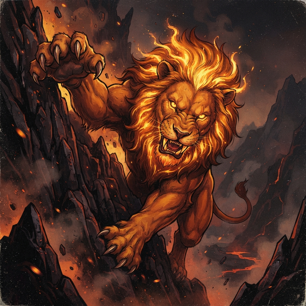 Grisantian Lion, original Pathfinder 2e monster artwork by ZapGM