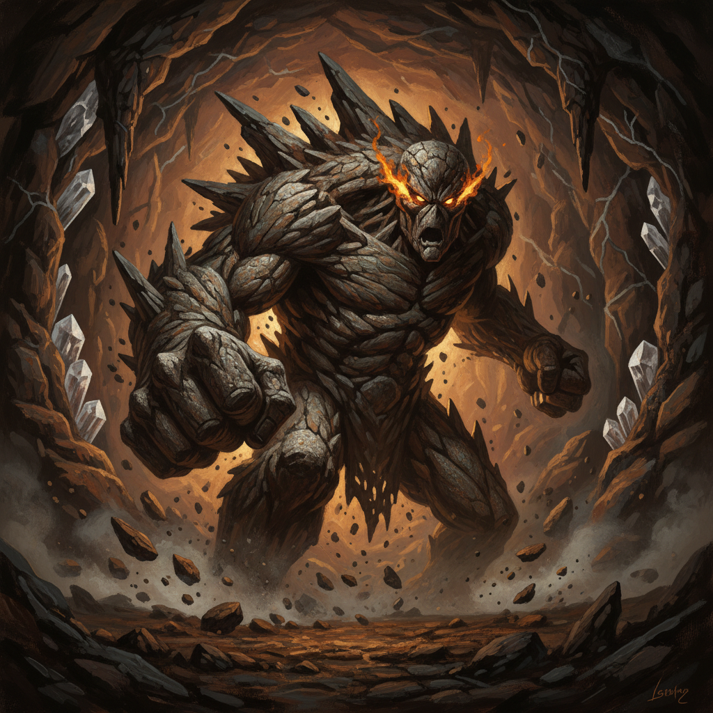 Living Landslide, original Pathfinder 2e monster artwork by ZapGM