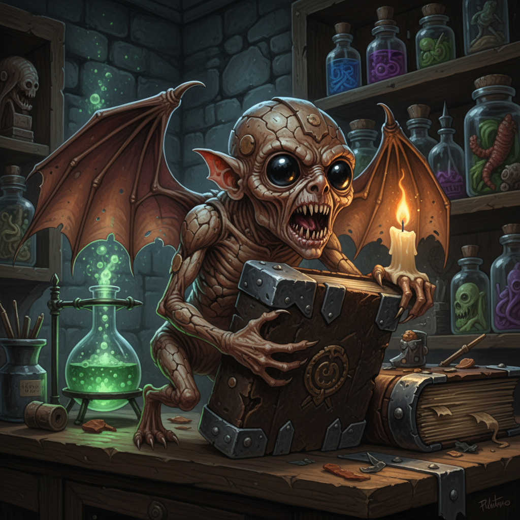 Homunculus, original Pathfinder 2e monster artwork by ZapGM
