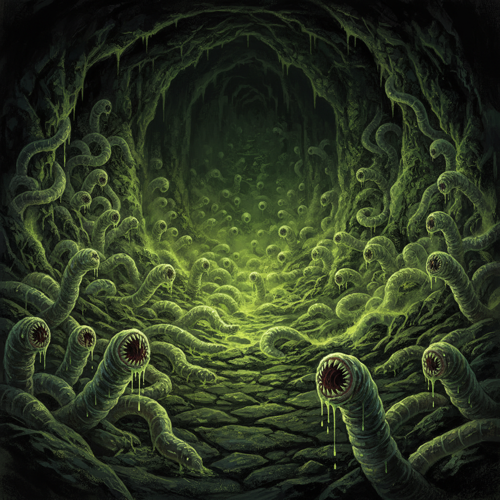Bore Worm Swarm, original Pathfinder 2e monster artwork by ZapGM