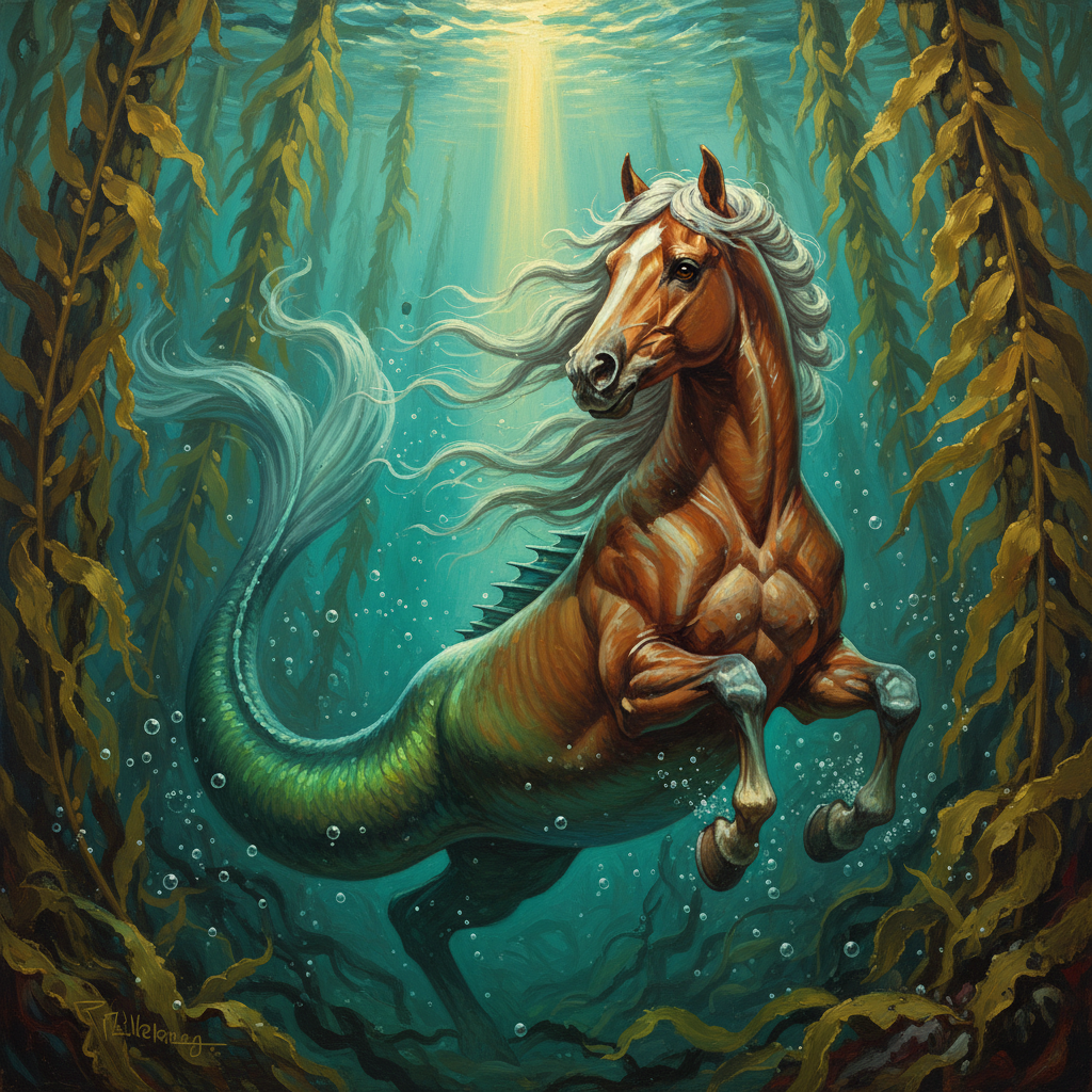 Hippocampus, original Pathfinder 2e monster artwork by ZapGM
