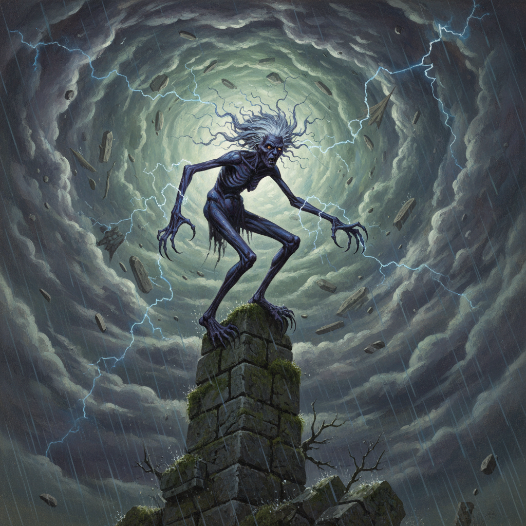 Storm Hag, original Pathfinder 2e monster artwork by ZapGM