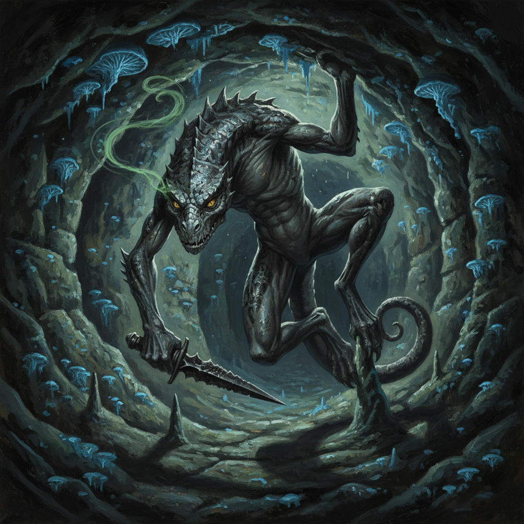 Xulgath Skulker, original Pathfinder 2e monster artwork by ZapGM