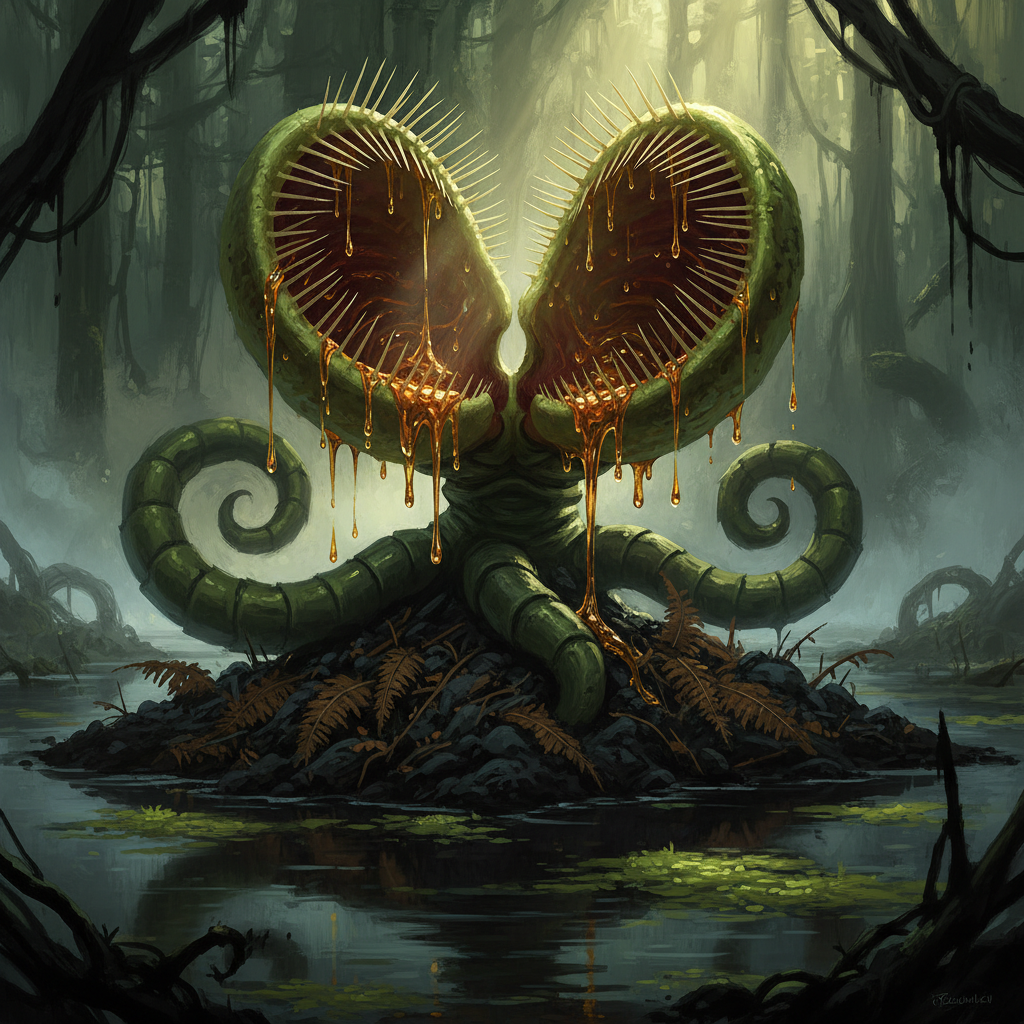 Snapping Flytrap, original Pathfinder 2e monster artwork by ZapGM