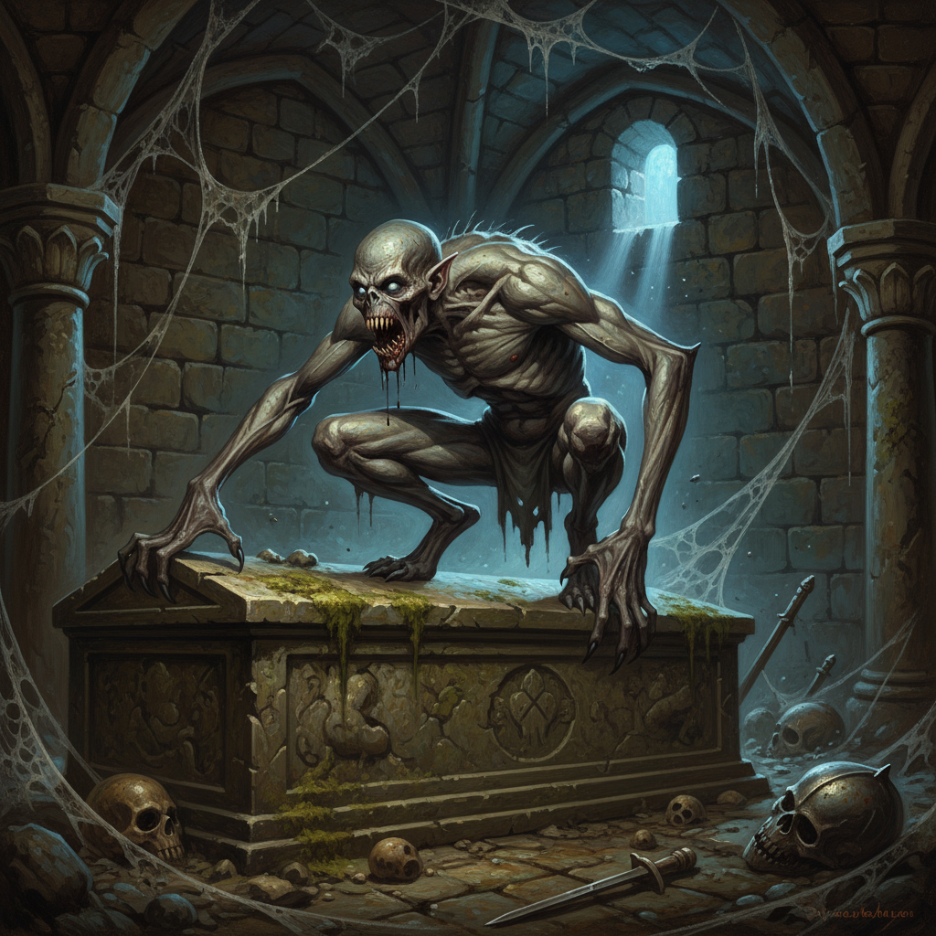 Ghoul, original D&D 5e monster artwork by ZapGM