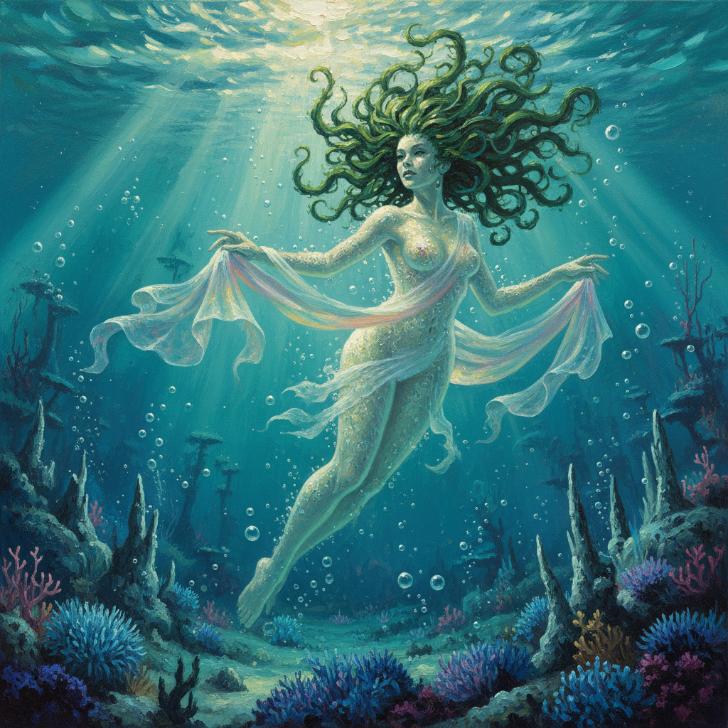 Nereid, original Pathfinder 2e monster artwork by ZapGM