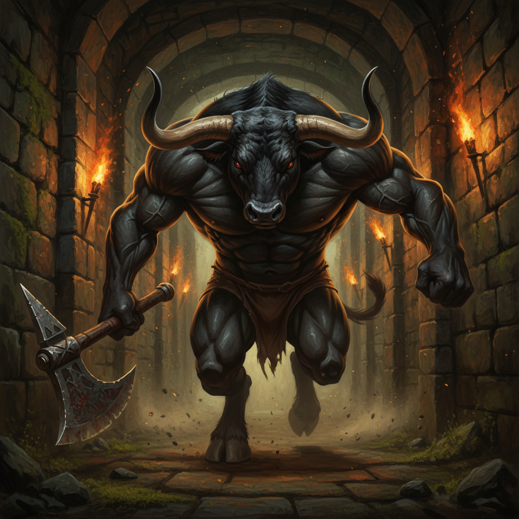 Minotaur, original D&D 5e monster artwork by ZapGM