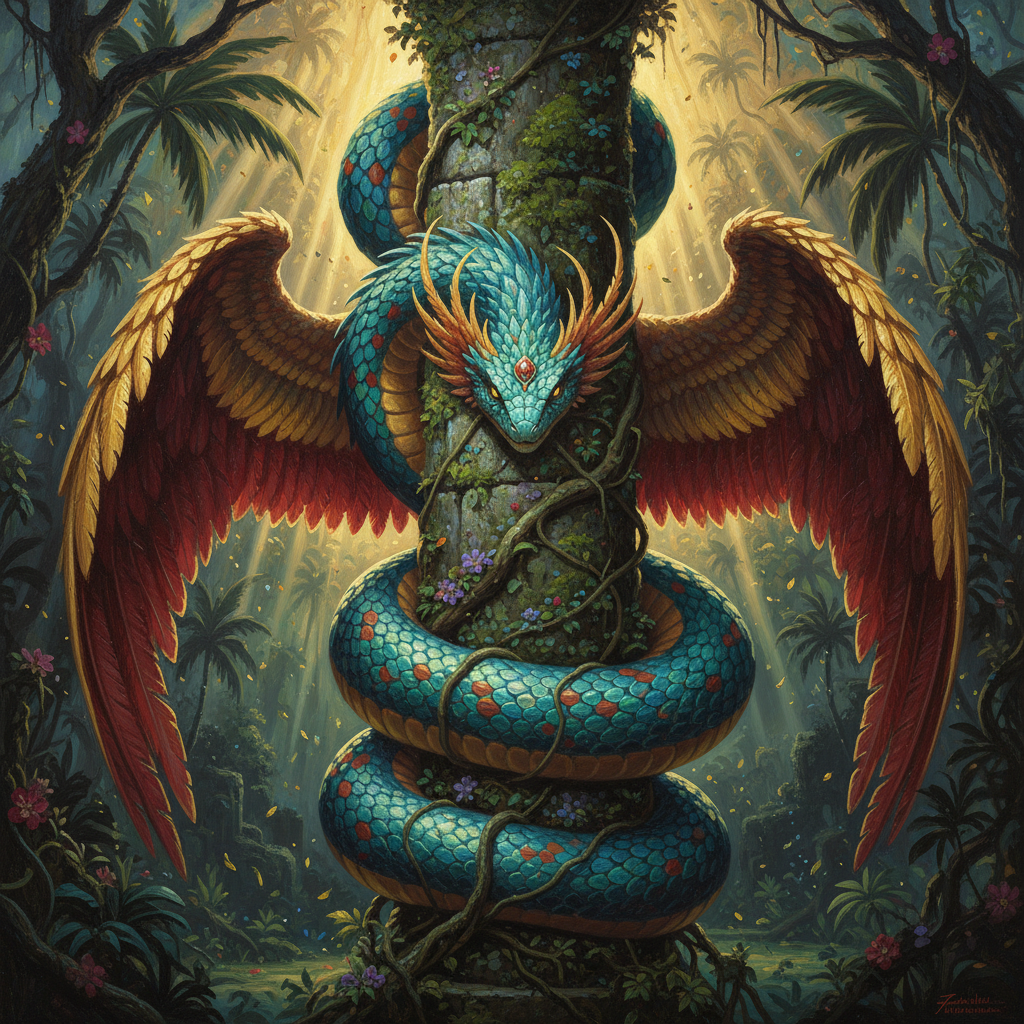 Couatl, original D&D 5e monster artwork by ZapGM