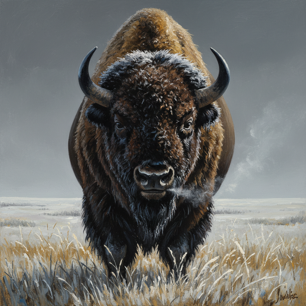 Bison, original Pathfinder 2e monster artwork by ZapGM