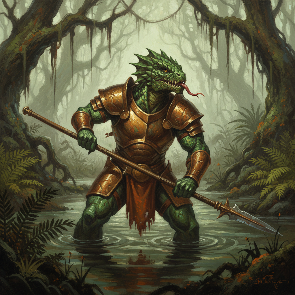 Nagaji Soldier, original Pathfinder 2e monster artwork by ZapGM