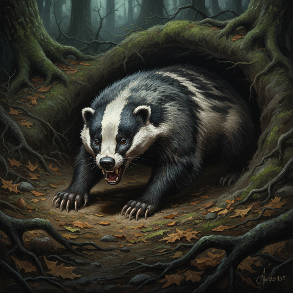 Badger, original Pathfinder 2e monster artwork by ZapGM
