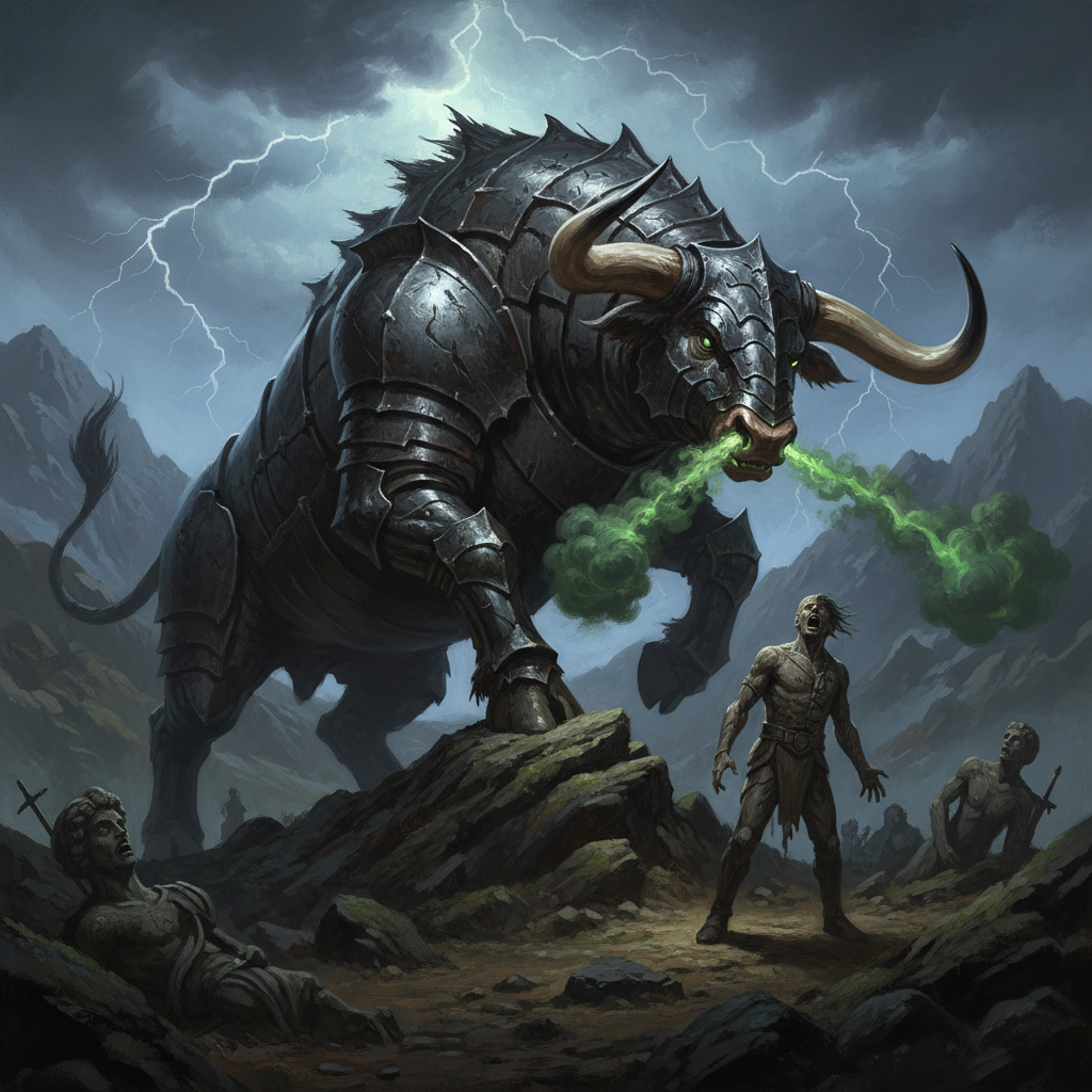 Gorgon, original Pathfinder 2e monster artwork by ZapGM