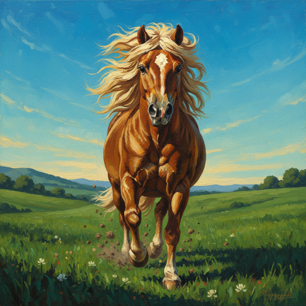 Riding Pony, original Pathfinder 2e monster artwork by ZapGM