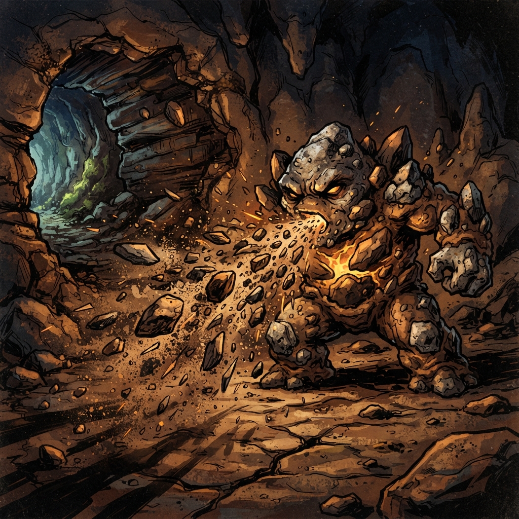 Earth Scamp, original Pathfinder 2e monster artwork by ZapGM