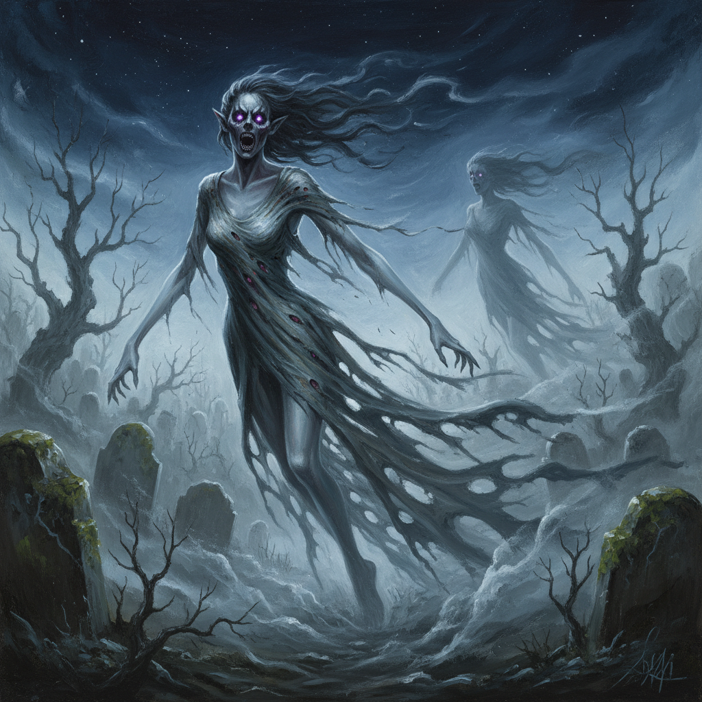 Banshee, original Pathfinder 2e monster artwork by ZapGM