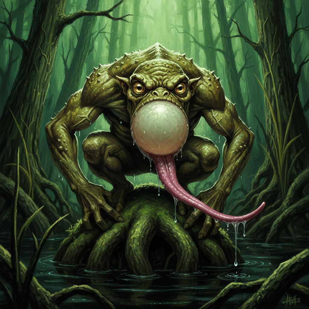Boggard Scout, original Pathfinder 2e monster artwork by ZapGM