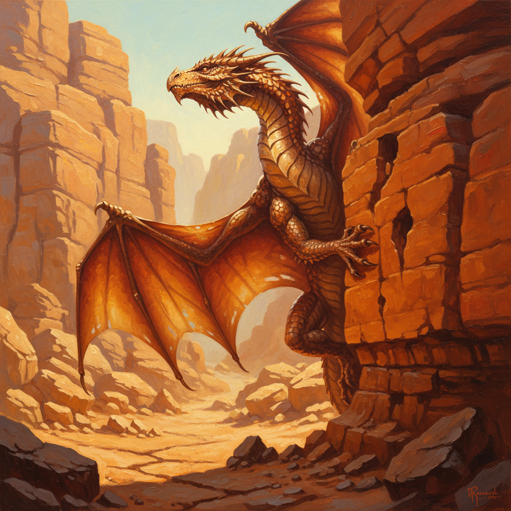 Copper Dragon Wyrmling, original D&D 5e monster artwork by ZapGM