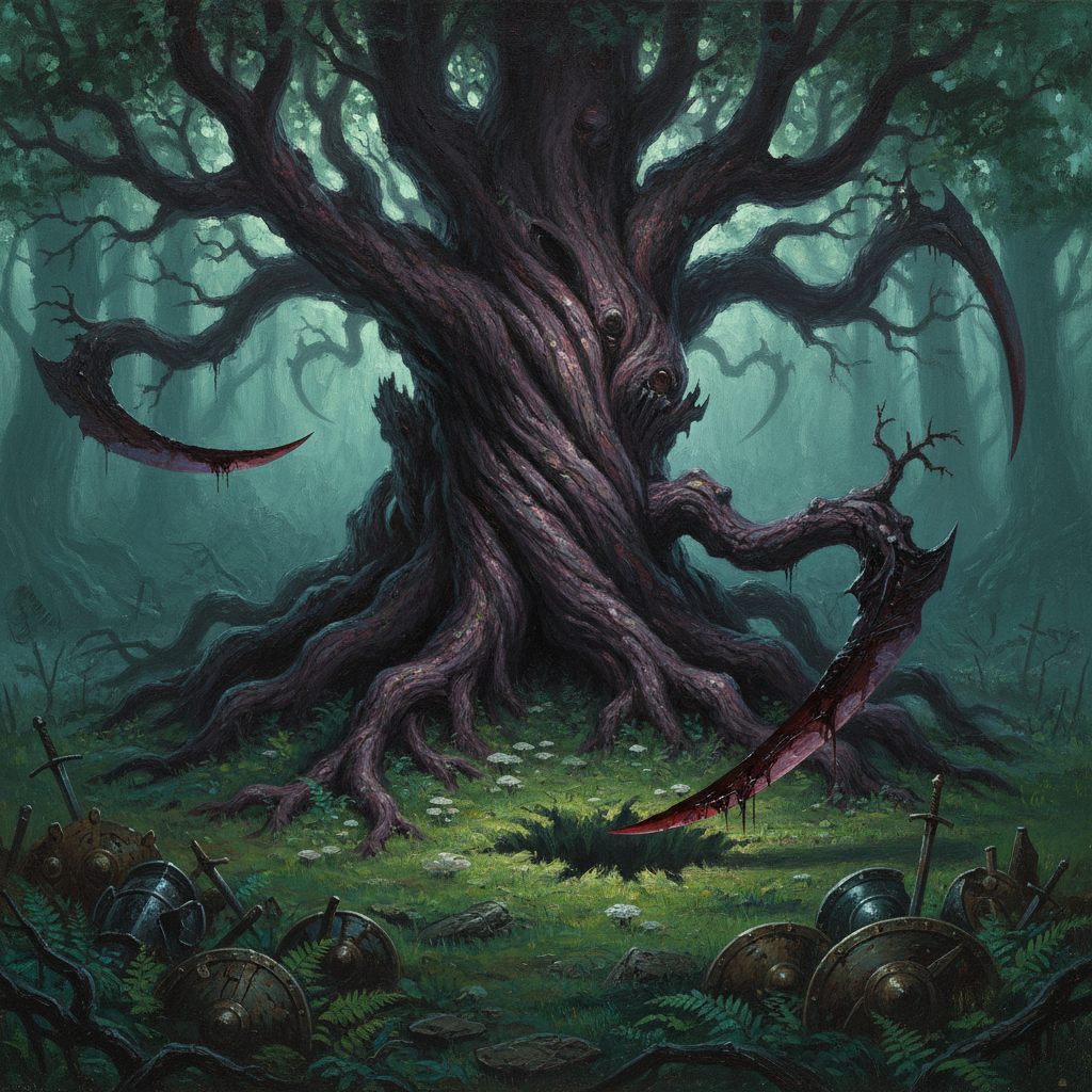 Scythe Tree, original Pathfinder 2e monster artwork by ZapGM