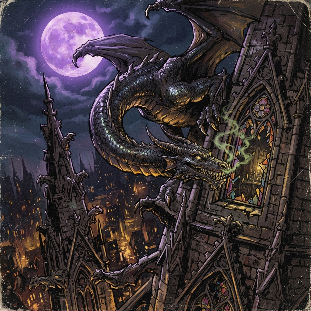 Conspirator Dragon (Ancient), original Pathfinder 2e monster artwork by ZapGM