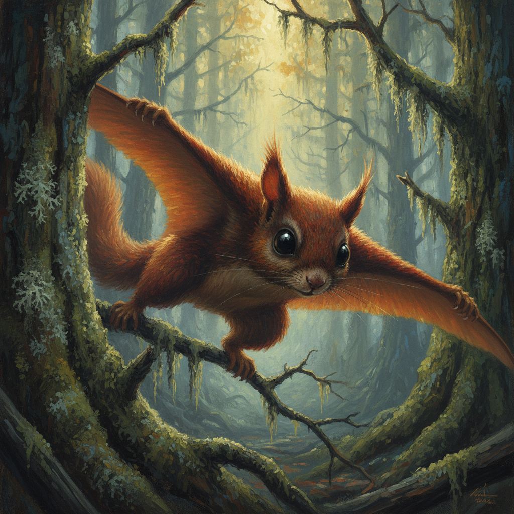 Giant Flying Squirrel, original Pathfinder 2e monster artwork by ZapGM