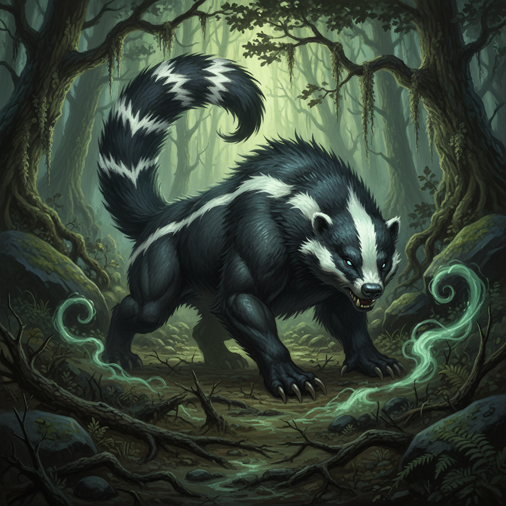 Giant Skunk, original Pathfinder 2e monster artwork by ZapGM