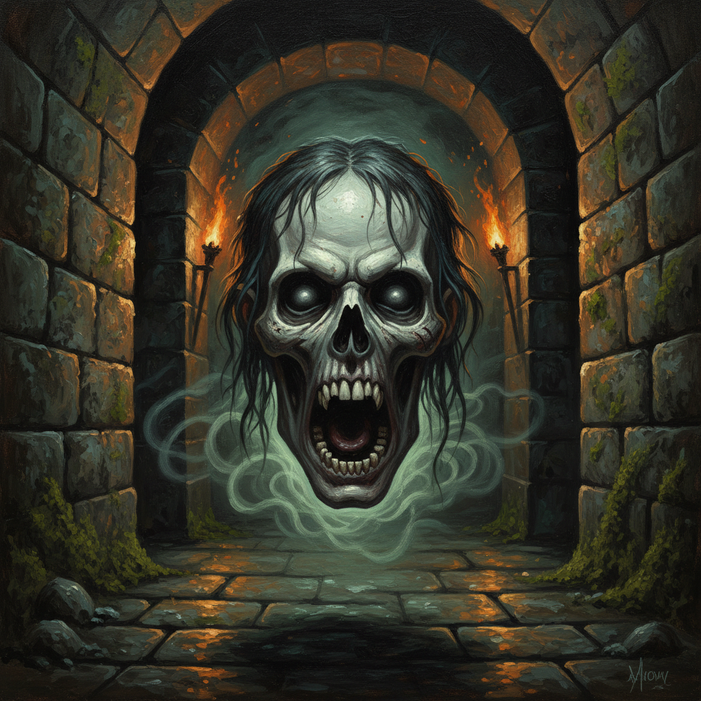 Severed Head, original Pathfinder 2e monster artwork by ZapGM