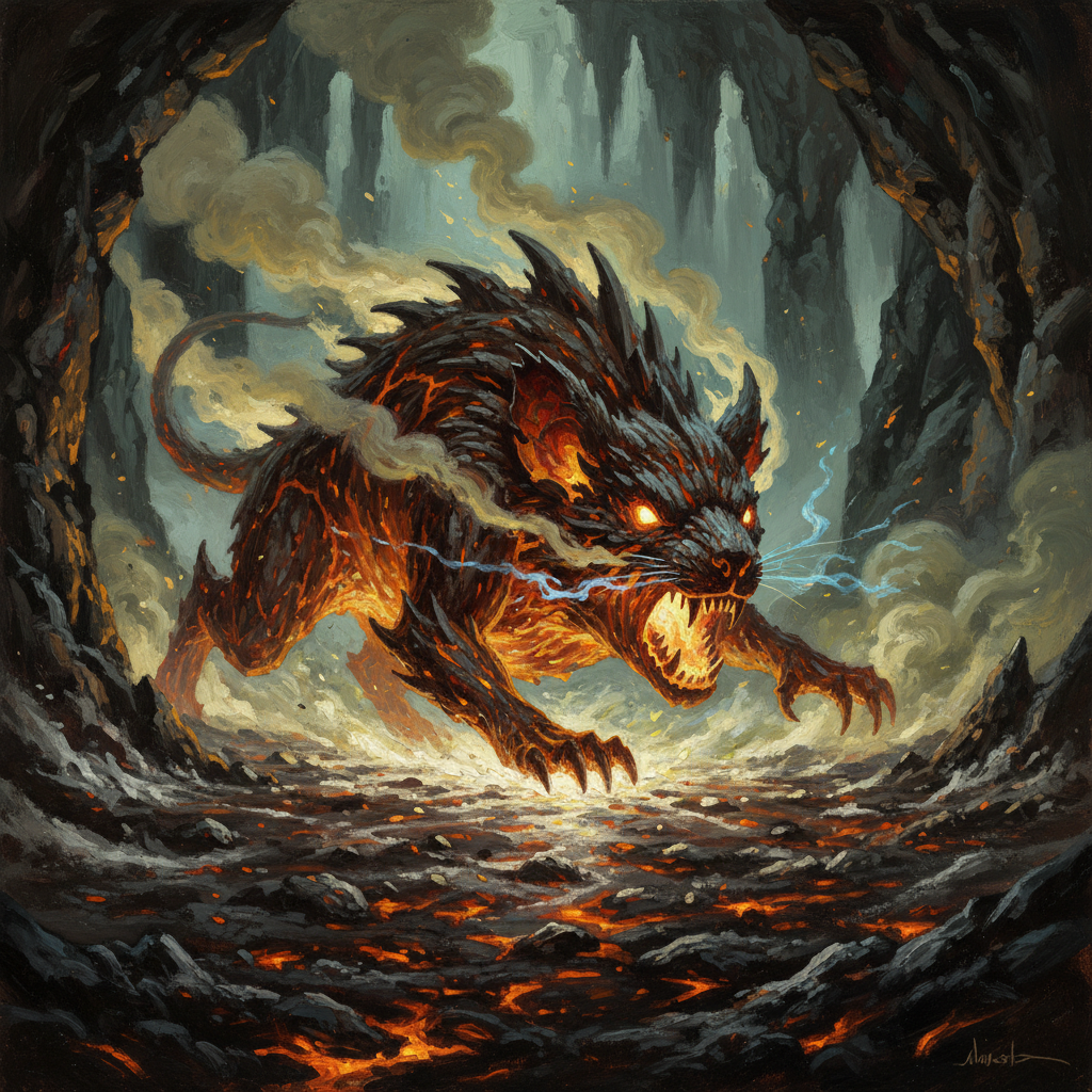 Cinder Rat, original Pathfinder 2e monster artwork by ZapGM