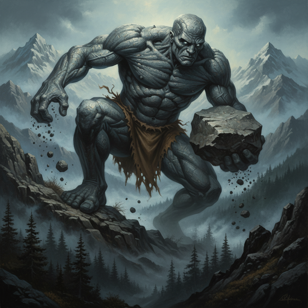 Stone Giant, original Pathfinder 2e monster artwork by ZapGM