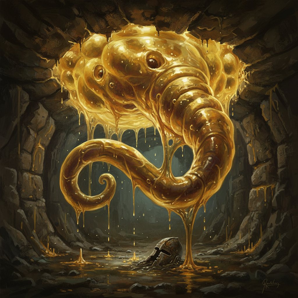 Ochre Jelly, original D&D 5e monster artwork by ZapGM