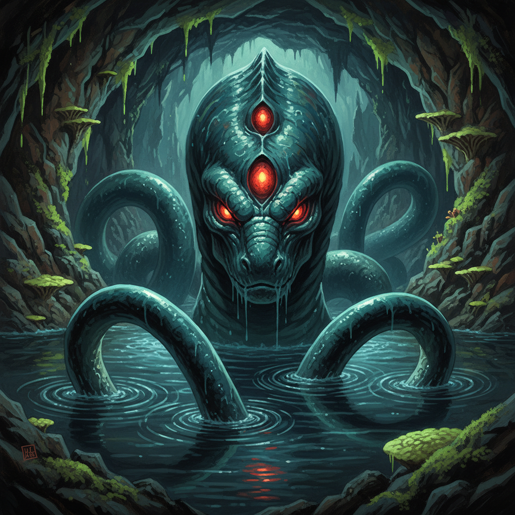 Aboleth, original D&D 5e monster artwork by ZapGM