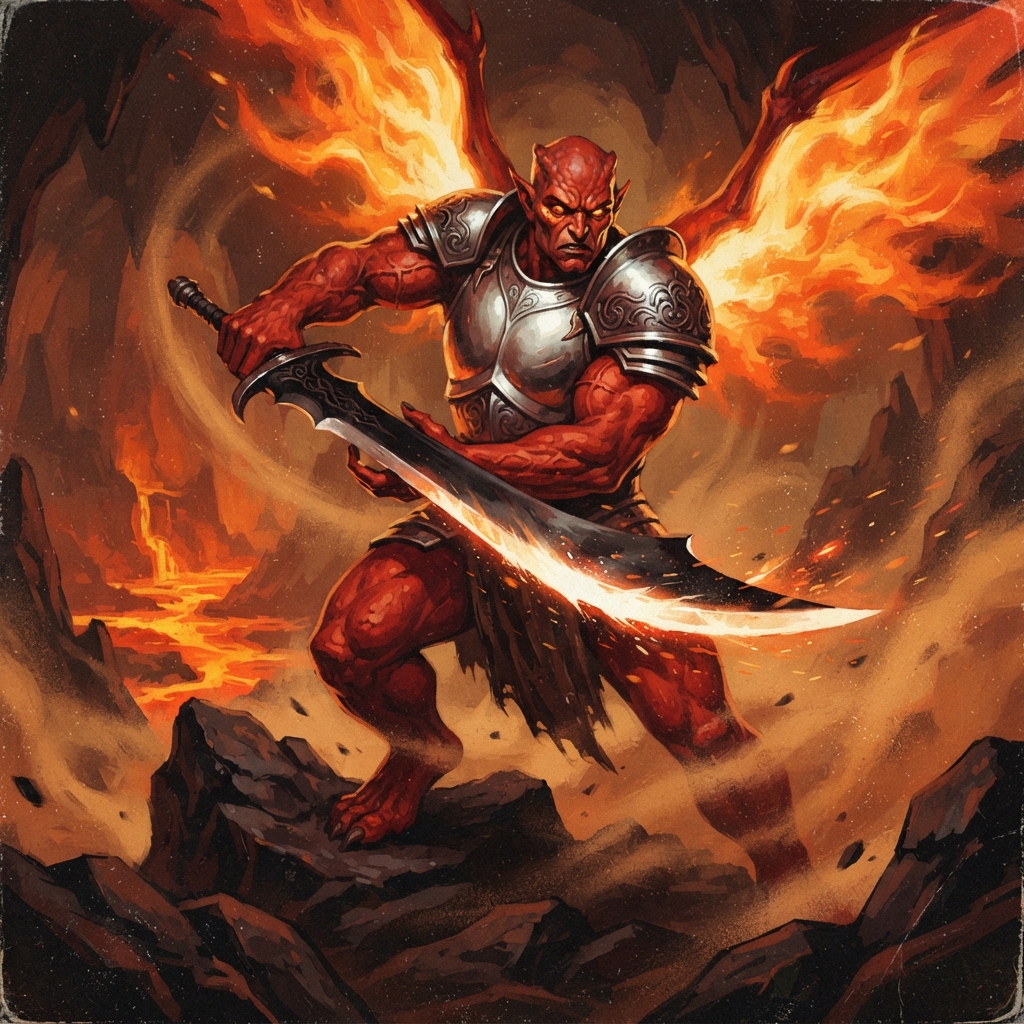Ifrit, original Pathfinder 2e monster artwork by ZapGM