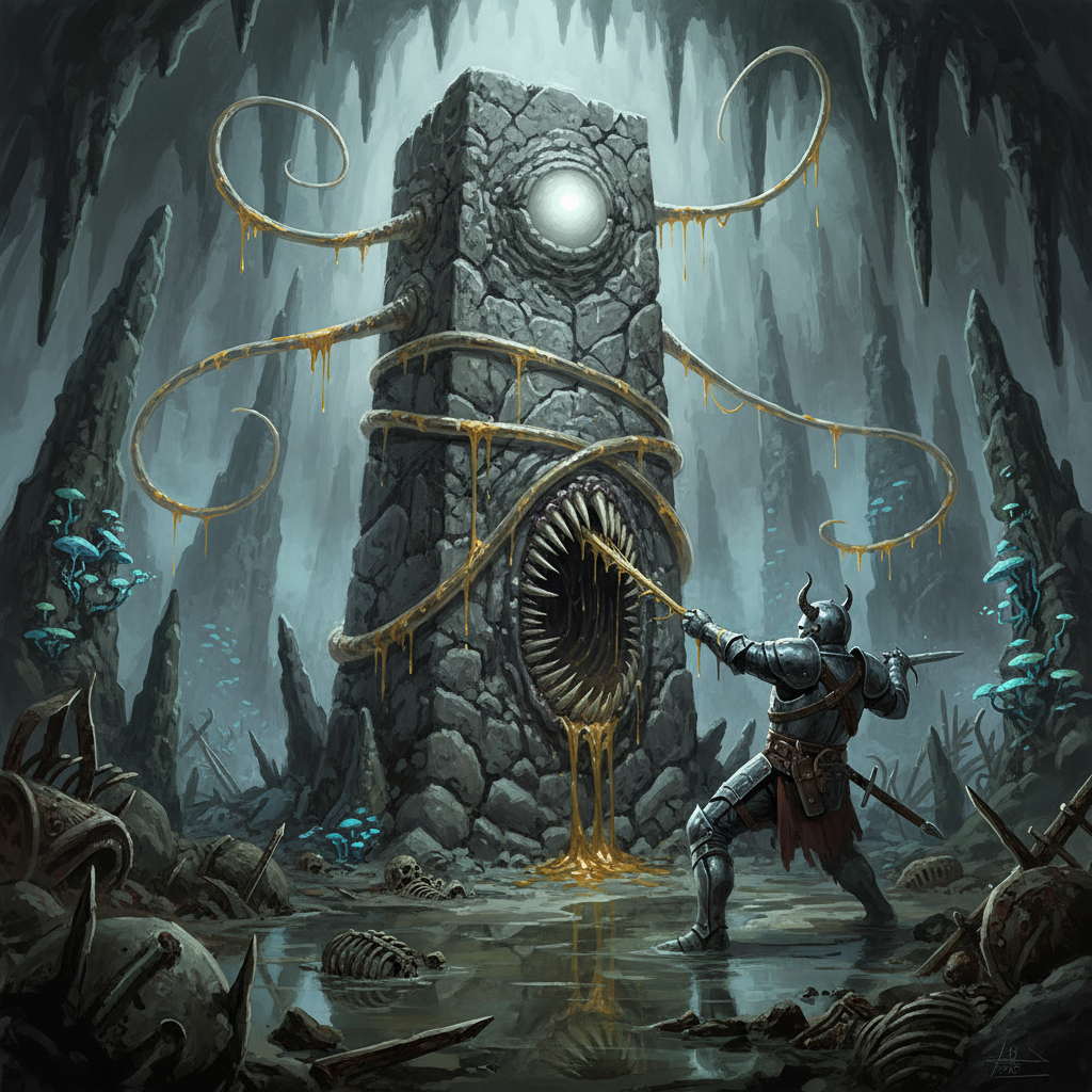 Roper, original Pathfinder 2e monster artwork by ZapGM