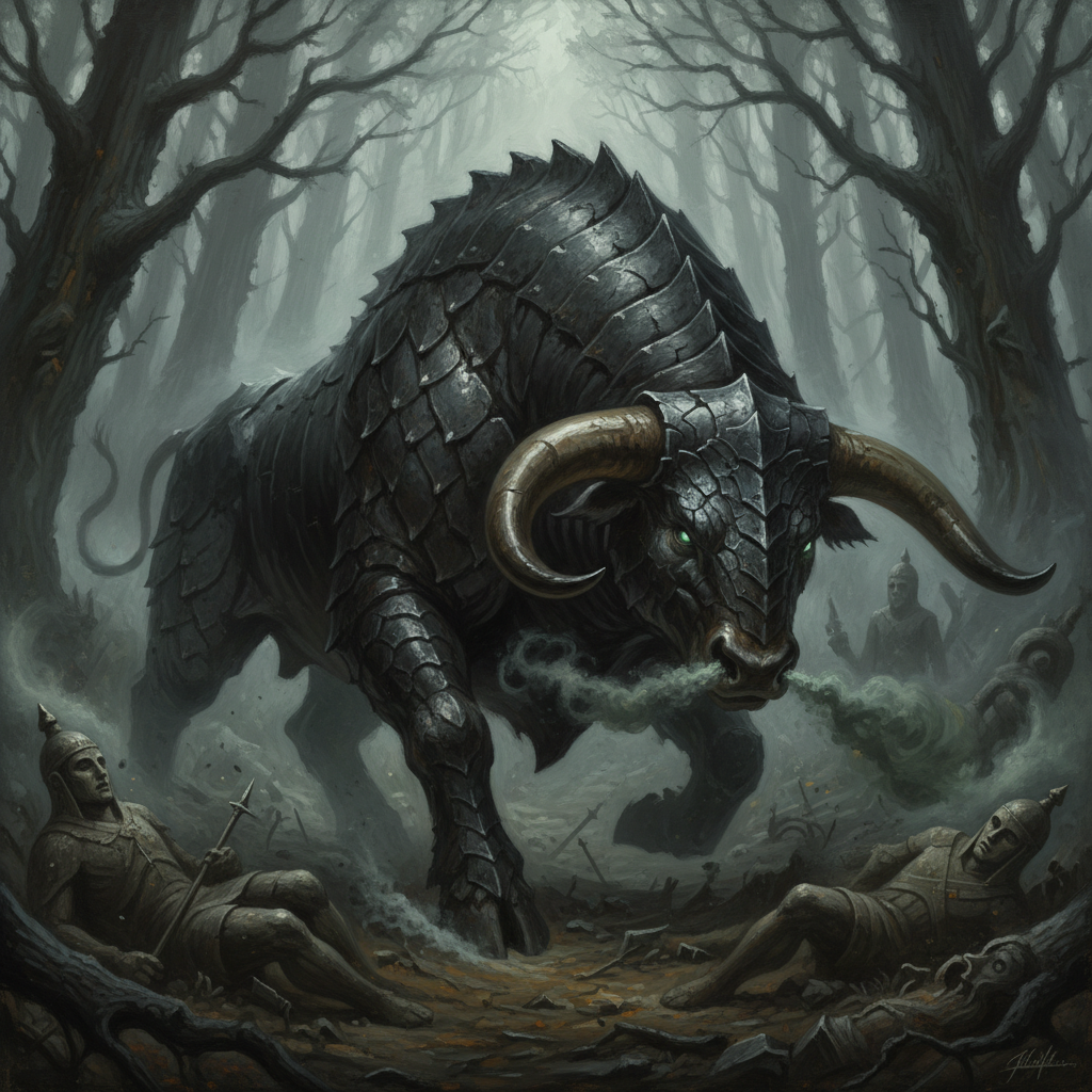 Gorgon, original D&D 5e monster artwork by ZapGM