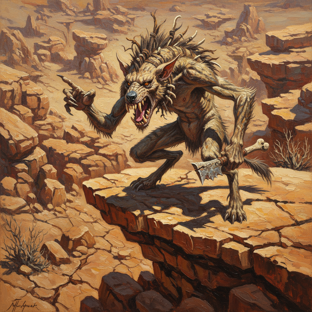 Gnoll Hunter, original Pathfinder 2e monster artwork by ZapGM