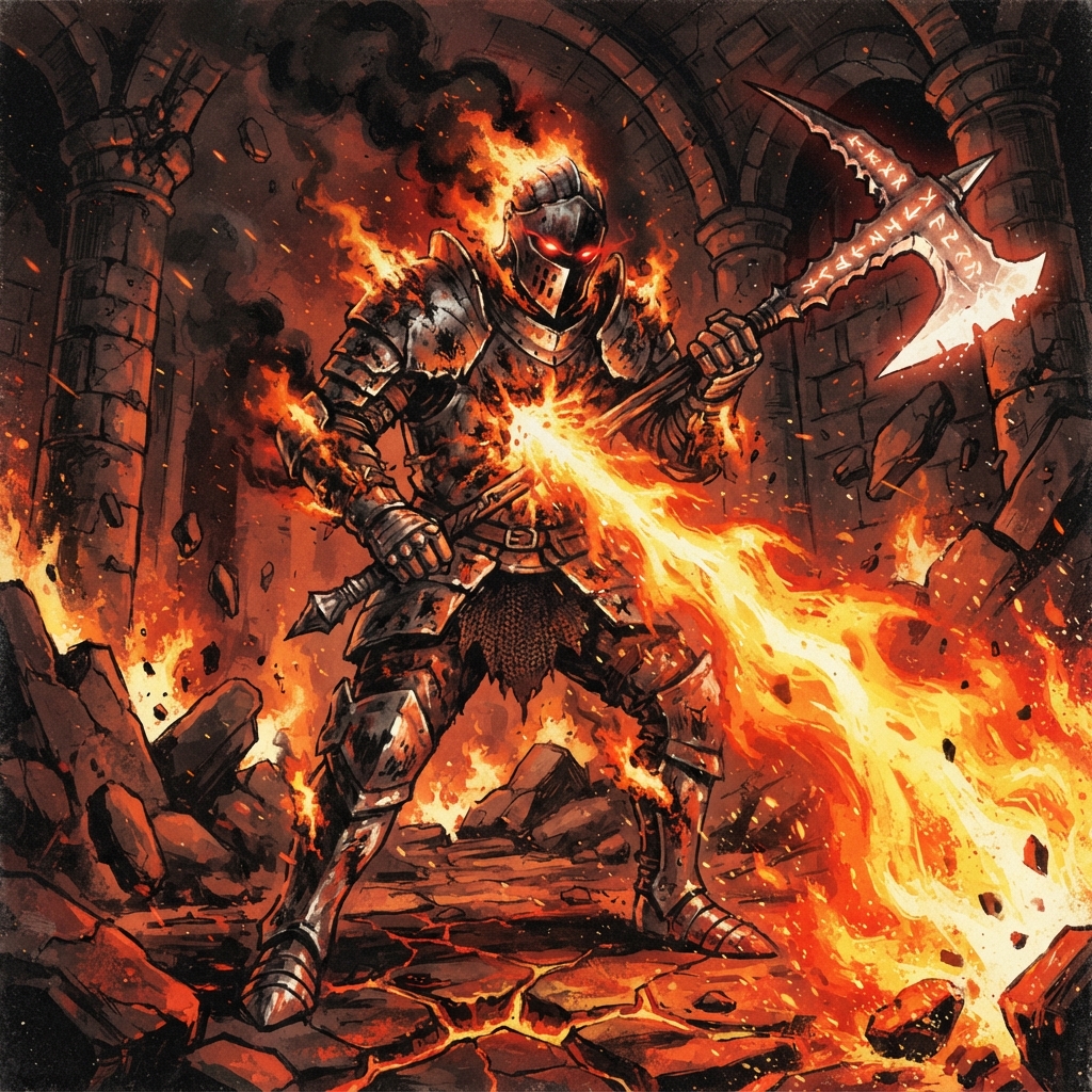 Graveknight Champion, original Pathfinder 2e monster artwork by ZapGM
