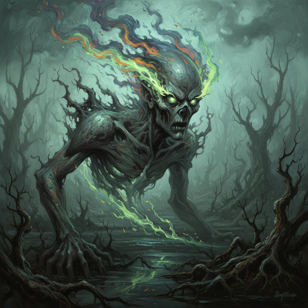Witchfire, original Pathfinder 2e monster artwork by ZapGM
