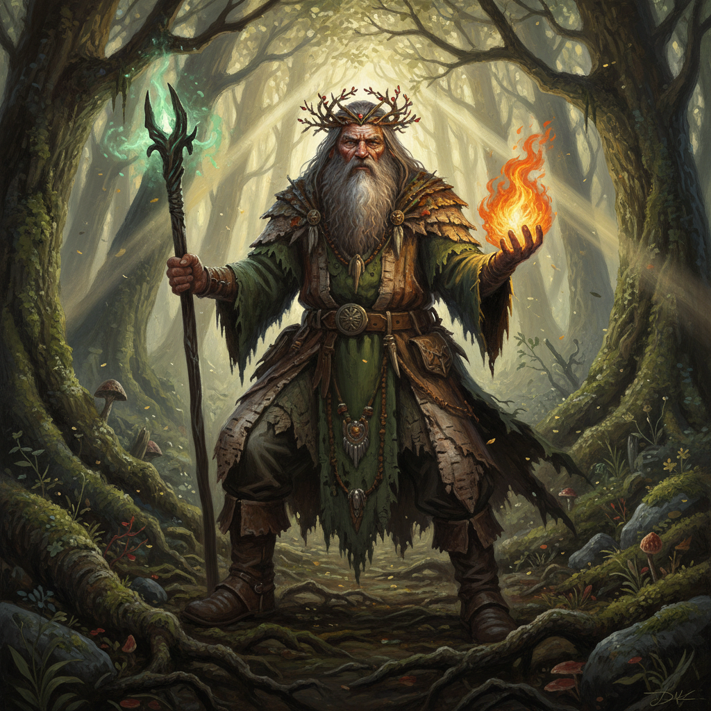 Druid, original D&D 5e monster artwork by ZapGM