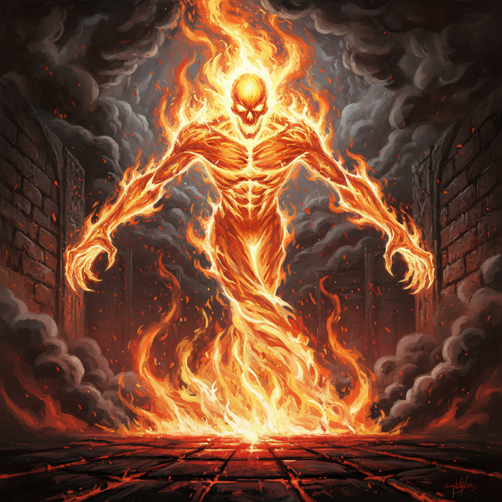 Fire Elemental, original D&D 5e monster artwork by ZapGM