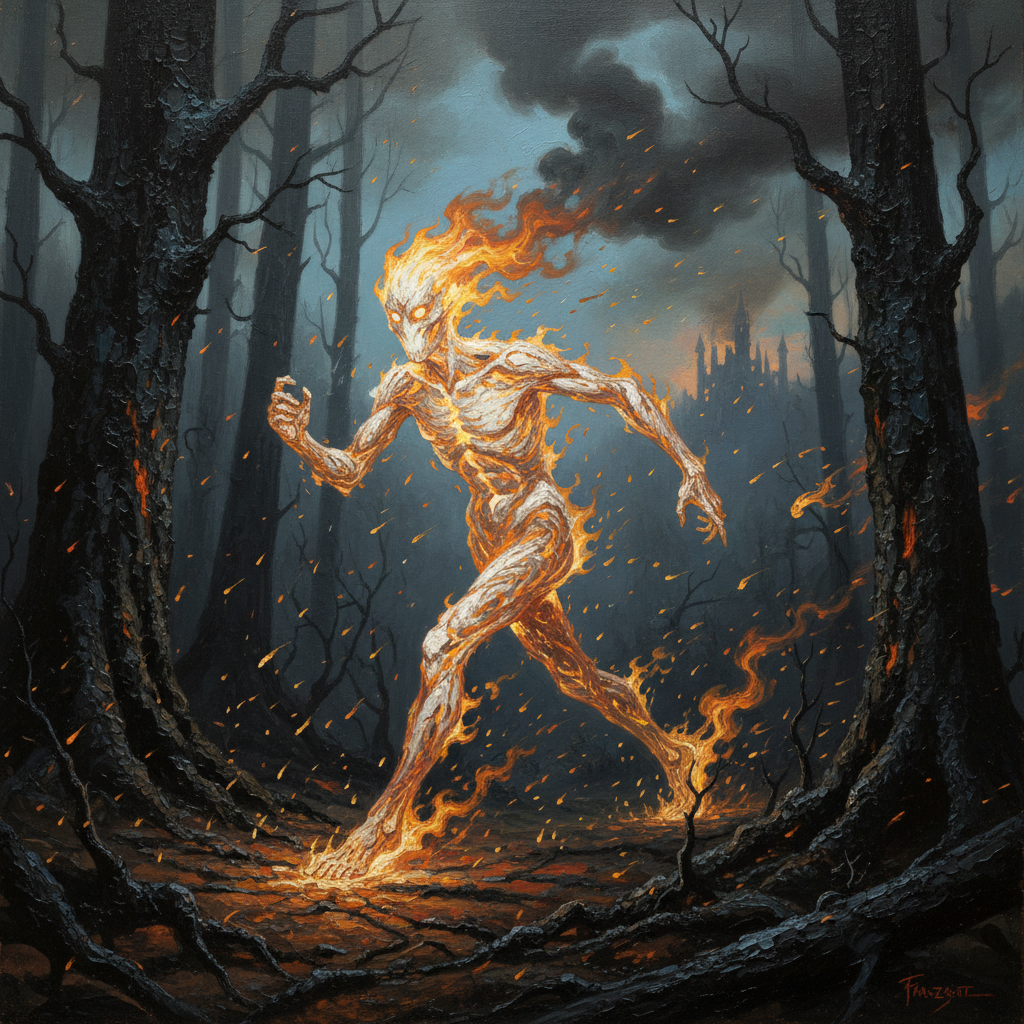 Living Wildfire, original Pathfinder 2e monster artwork by ZapGM