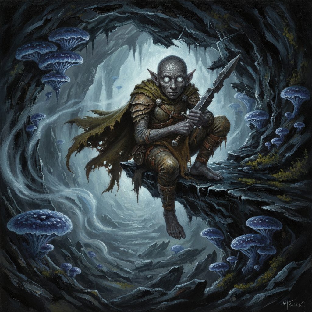 Deep Gnome Scout, original Pathfinder 2e monster artwork by ZapGM
