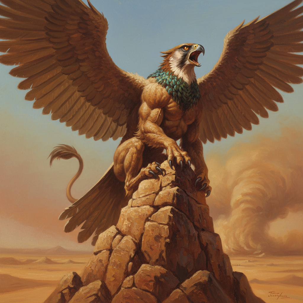 Hieracosphinx, original Pathfinder 2e monster artwork by ZapGM