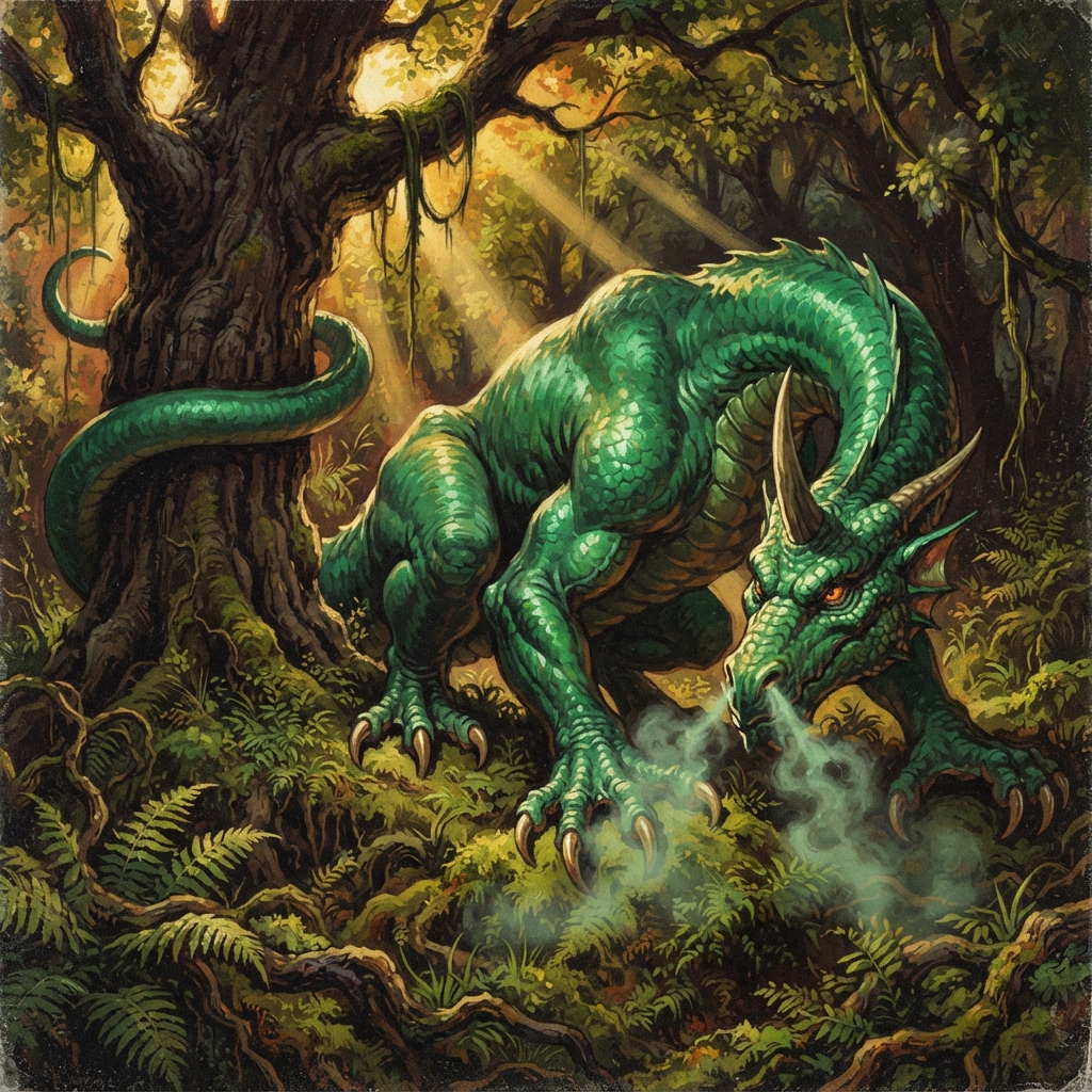 Horned Dragon (Adult, Spellcaster), original Pathfinder 2e monster artwork by ZapGM